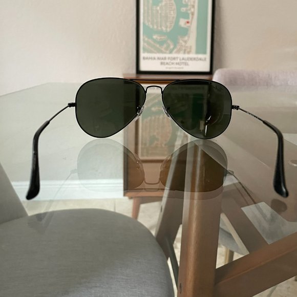58mm Ray-Ban Aviator Sunglasses - Black - Picture 3 of 5